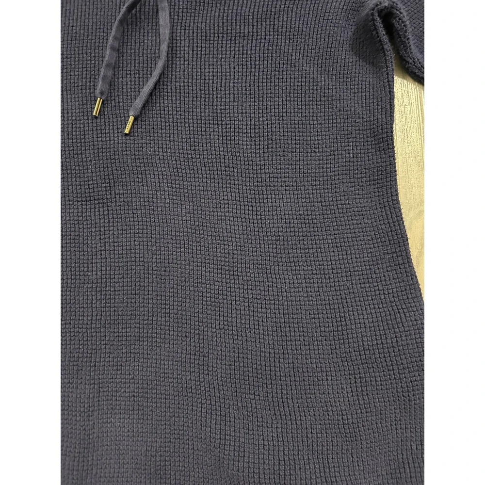Lauren Ralph Lauren Navy Blue Waffle Knit Cowl Neck Drawstring Sweater‎ Womens M